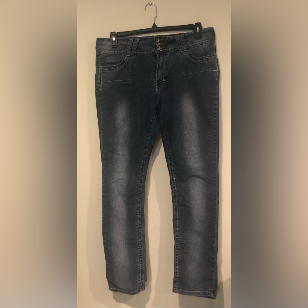 Angels Women's Faded Dark Wash Skinny Jeans